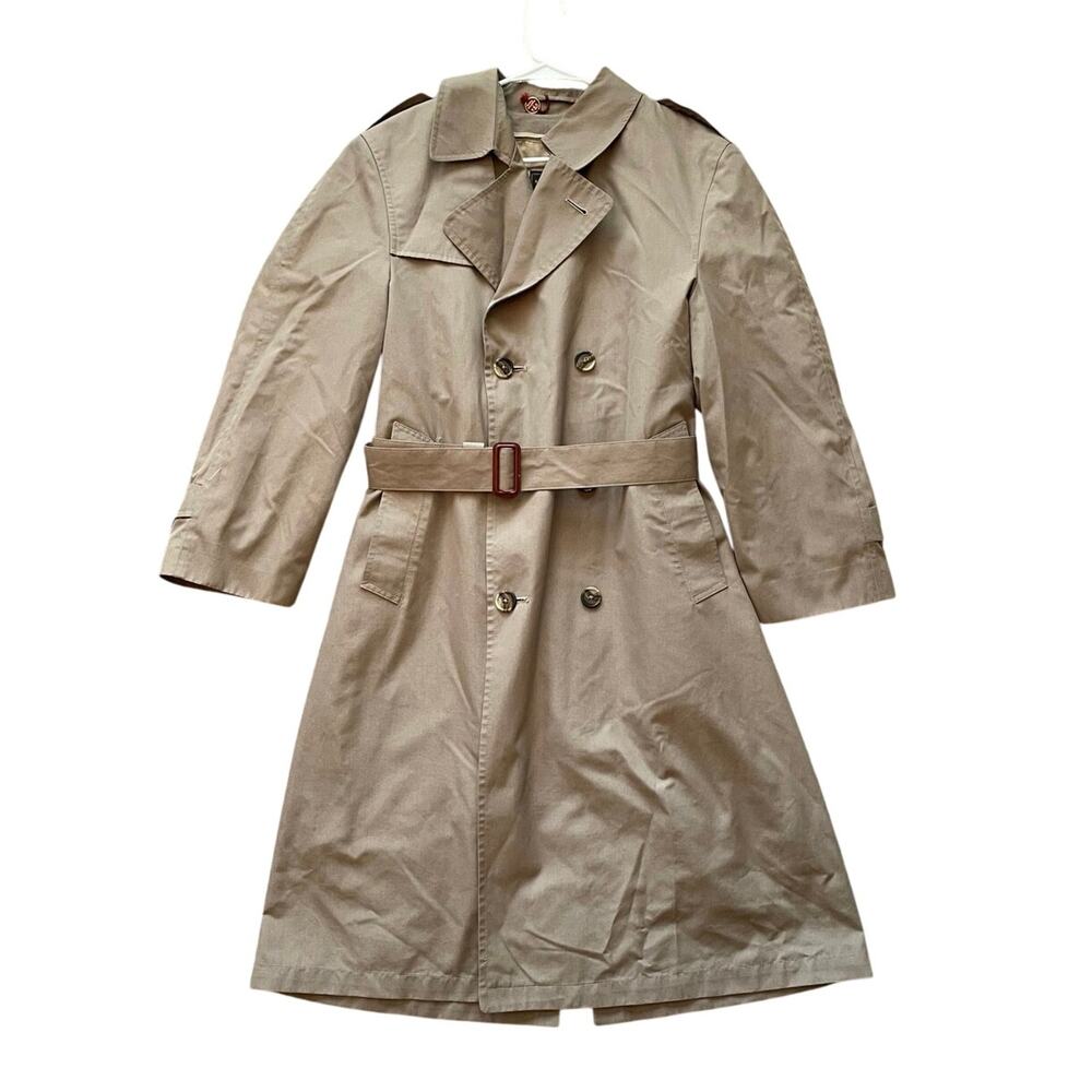 Hart Schaffner & Marx Double Breasted Trench Coat 38S Classic Old Money Lined
